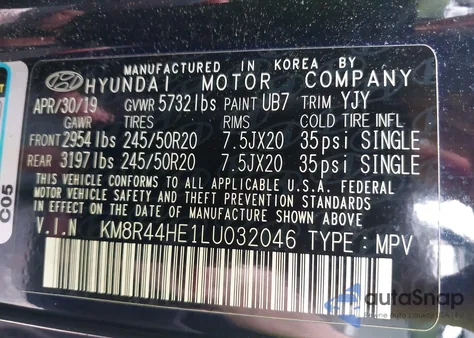 2020 Hyundai Palisade Sel from USA, damaged, VIN KM8R44HE1LU032046